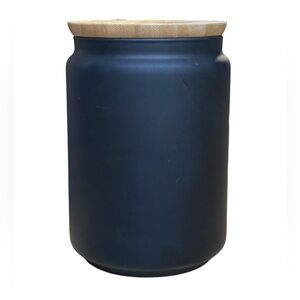 Matte Black Glass Canister with Bamboo Lid